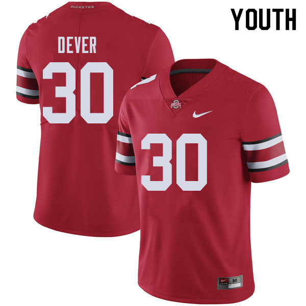 Ohio State Buckeyes Kevin Dever Youth #30 Red Authentic Stitched College Football Jersey